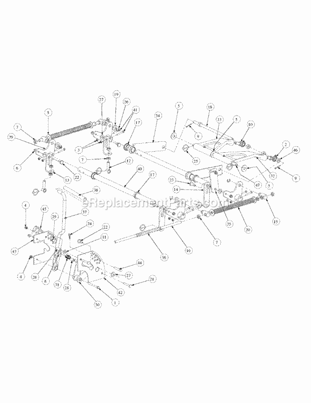 Lift Assembly Diagram and Parts List for M54-HN 53CB5ETW750 Cub Cadet Sprayer